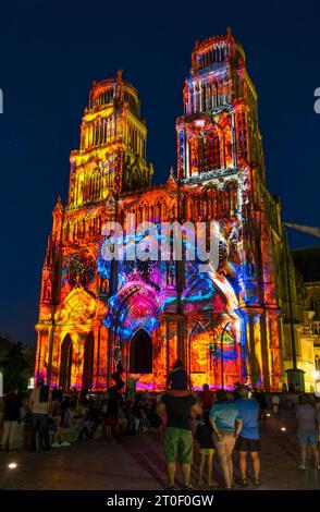 Spectacle son et lumière à la cathédrale Sainte-Croix Banque D'Images