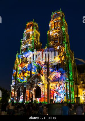 Spectacle son et lumière à la cathédrale Sainte-Croix Banque D'Images