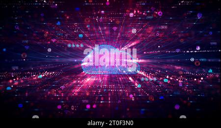 Network as a Service - NaaS - Services réseau à la demande provisionnés via le Cloud Computing - Illustration conceptuelle Banque D'Images
