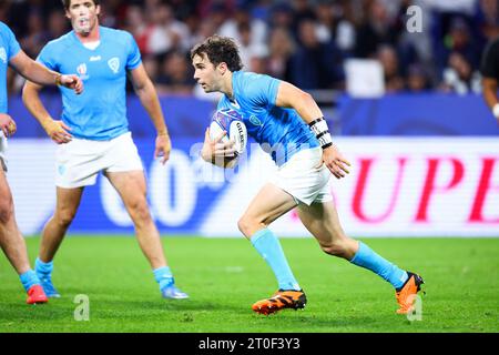 Felipe Etcheverry #10 de l'Uruguay lors de la poule de la coupe du monde de rugby match entre la Nouvelle-Zélande et l'Uruguay au Stade de Lyon le 05 octobre 2023 à Lyon, France. Photo Baptiste Paquot/ABACAPRESS.COM crédit : Abaca Press/Alamy Live News Banque D'Images