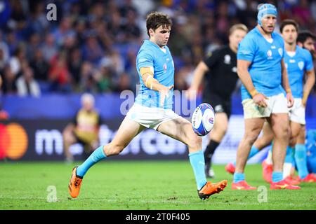 Felipe Etcheverry #10 de l'Uruguay lors de la poule de la coupe du monde de rugby match entre la Nouvelle-Zélande et l'Uruguay au Stade de Lyon le 05 octobre 2023 à Lyon, France. Photo Baptiste Paquot/ABACAPRESS.COM crédit : Abaca Press/Alamy Live News Banque D'Images