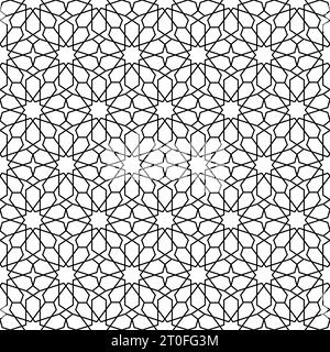 Modèle sans couture Maroc. Répétition de la grille noire marocco isolée sur fond blanc. Motif répété simple mosaïque marocaine. Textur islamique pour le design Illustration de Vecteur