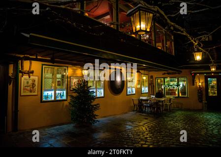Les tavernes traditionnelles et le village viticole de Grinzing près de Vienne en Autriche. Banque D'Images