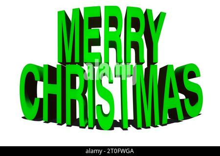 Joyeux Noël typographie 3d en vert, isolé, clip art Banque D'Images