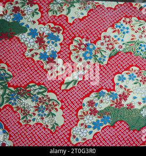 Motifs japonais traditionnels avec thème floral Banque D'Images