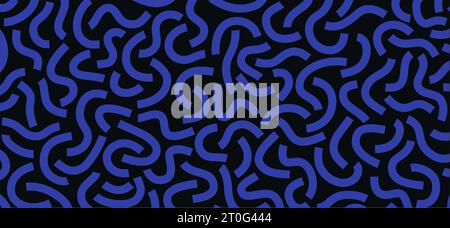 Motif de doodle monochrome. Motif monochrome drôle. Lignes bleues courbes Illustration de Vecteur