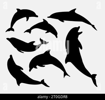 silhouette d'animal marin de poisson de dauphin Illustration de Vecteur