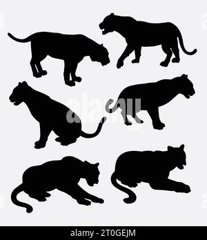 silhouette animale panthère noire Illustration de Vecteur
