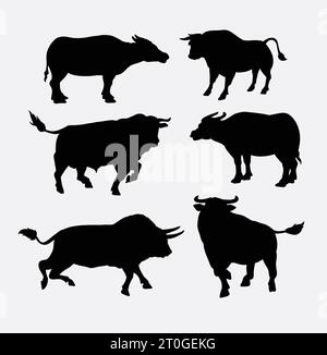 silhouette d'animal de taureau et de vache Illustration de Vecteur