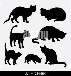 silhouette d'animal de compagnie de chat Illustration de Vecteur