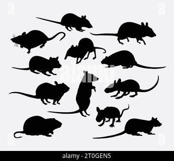 souris et rat petite silhouette animale Illustration de Vecteur