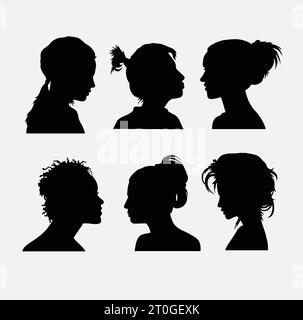 les femmes visage les gens et silhouette de coiffure Illustration de Vecteur