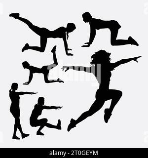 silhouette d'entraînement de sport et de danse aérobie Illustration de Vecteur