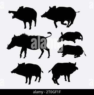 silhouette de sanglier et de cochon Illustration de Vecteur