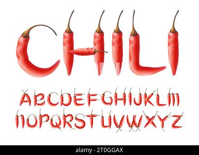lettrage créatif unique de l'alphabet coloré chili Illustration de Vecteur