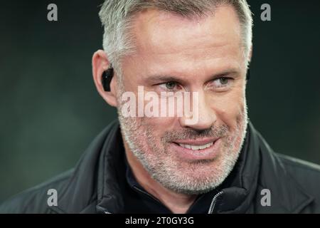 Newcastle, Royaume-Uni. 04 octobre 2023. Ancien footballeur Jamie Carragher lors du match Newcastle United FC contre Paris Saint-Germain FC, UEFA Champions League Round 1 à St.James' Park, Newcastle, Royaume-Uni le 4 octobre 2023 Credit : Every second Media/Alamy Live News Banque D'Images