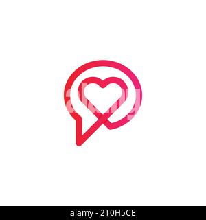 Chat love logo Design, Talk love logo, Chat Heart logo, icône, vecteur Illustration de Vecteur
