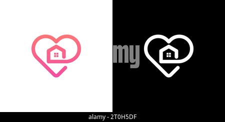 Love Home logo, Love House logo, Maison avec cœur, concepts de conception de logo Creative Home, icône, vecteur Illustration de Vecteur