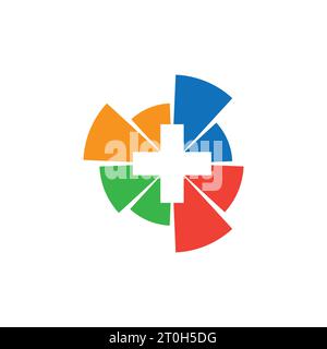 Plus logo, logo médical, logo de pharmacie, logo de clinique, style d'espace négatif, unique, créatif, moderne, icône, vecteur Illustration de Vecteur