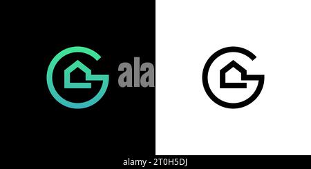 Lettre G logo de la maison, initial G logo de la maison, lettre G logo de la maison, immobilier, propriété, bâtiment, construction, icône, vecteur Illustration de Vecteur