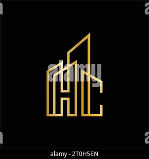 Conception initiale du logo du bâtiment Letter HC Illustration de Vecteur