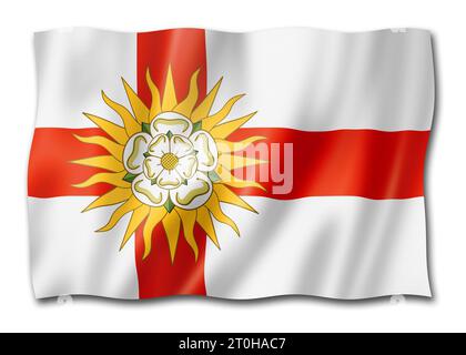 West Riding of Yorkshire Comté flag, Royaume-Uni waving banner collection. Illustration tridimensionnelle Banque D'Images