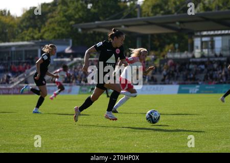 Francfort, Allemagne. 07 octobre 2023. Francfort, Allemagne, 7 octobre 2023 : Geraldine Reuteler ( 14 Francfort ) lors du match de football Google Pixel Frauen-Bundesliga entre l'Eintracht Francfort et le RB Leipzig au Stadion am Brentanobad à Francfort, Allemagne. (Julia Kneissl/SPP) crédit : SPP Sport Press photo. /Alamy Live News Banque D'Images