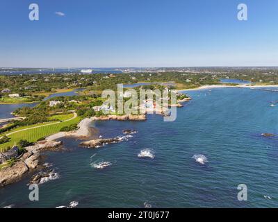 Vue aérienne de la côte océanique de Rhode Island Banque D'Images