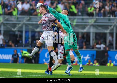 Milan, Italie. 07 octobre 2023. Lukasz Skorupski du Bologna FC vu en action lors du match de football Serie A 2023/24 entre le FC Internazionale et le Bologna FC au stade Giuseppe Meazza, Milan, Italie, le 07 octobre 2023 crédit : Independent photo Agency/Alamy Live News Banque D'Images