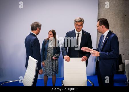 Grenade, Espagne. 05 octobre 2023. Nicolas Landemard/le Pictorium - Sommet européen informel à Grenade (Espagne). - 05/10/2023 - Espagne/Andalousie/Grenade - les différents chefs d'Etat européens se sont réunis lors d'un sommet informel de la Communauté économique européenne. Crédit : LE PICTORIUM/Alamy Live News Banque D'Images