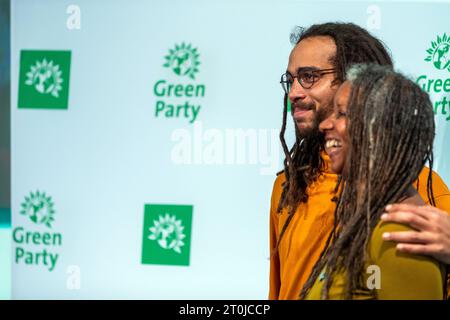 Brighton, Royaume-Uni. 7 octobre 2023. Les membres du Parti Vert se réunissent à Brighton pour le jour 2 de la Conférence d'automne du Parti Vert. Abdullah Bailey/Alamy Live News Banque D'Images