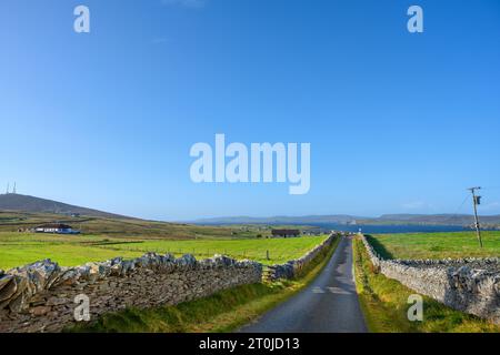 Vue vers Mainland et Lerwick, Bressay, Shetland, Écosse, Royaume-Uni Banque D'Images