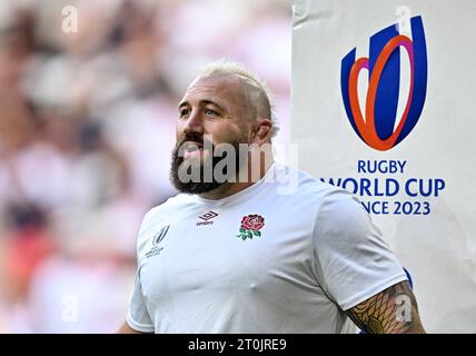 Lille, France. 07 octobre 2023. Angleterre V Samoa Rugby World Cup poule D. Stade Pierre-Mauroy. Lille. Joe Marler (Angleterre) lors du match de rugby de la coupe du monde de rugby England V Samoa Pool D. Crédit : Sport in Pictures/Alamy Live News Banque D'Images