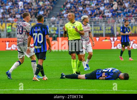 Milan, Italie. 07 octobre 2023. Arbitre Marco Guida vu lors du match de Serie A entre l'Inter et Bologne à Giuseppe Meazza à Milan. (Crédit photo : Gonzales photo/Alamy Live News Banque D'Images