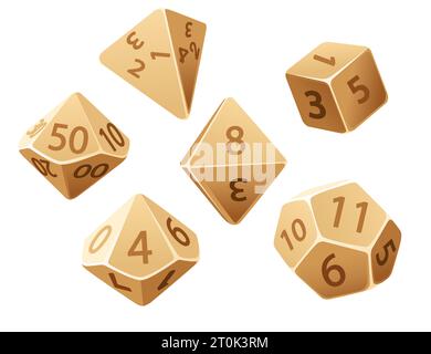 Jeu de dés pour illustration vectorielle de jeu de table rpg fantastique isolé sur fond blanc Illustration de Vecteur