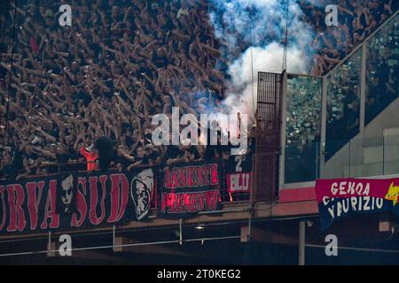 Gênes, Italie. 07 octobre 2023. Fans de Milan - Genoa-Milan - Serie A pendant Gênes CFC vs AC Milan, match de football italien Serie A à Gênes, Italie, octobre 07 2023 crédit : Agence photo indépendante/Alamy Live News Banque D'Images