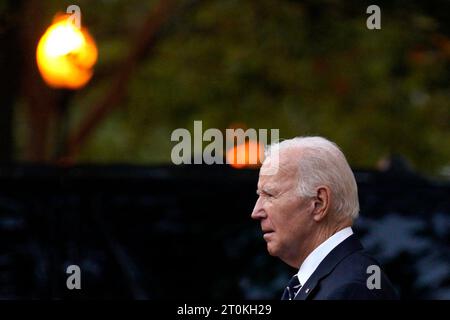 Washington, États-Unis. 07 octobre 2023. Le président Joe Biden part après avoir assisté à une messe à l'église catholique Holy Trinity à Washington le samedi 7 octobre 2023. Photo de Yuri Gripas/UPI crédit : UPI/Alamy Live News Banque D'Images