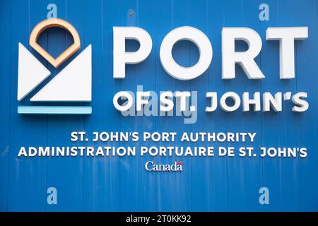 Panneau de l'autorité portuaire sur la rue Water à fournisseur John's, Terre-Neuve-et-Labrador, Canada Banque D'Images