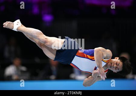 Anvers, Belgique. 7 octobre 2023. Carlos Edriel Yulo (PHI), le 7 octobre 2023 - gymnastique artistique : Championnats du monde de gymnastique artistique 2023, finale de l'exercice au sol Apparatu masculin au Sportpaleis Antwerpen à Anvers, Belgique. Crédit : MATSUO.K/AFLO SPORT/Alamy Live News Banque D'Images