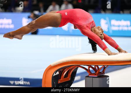 Anvers, Belgique. 7 octobre 2023. Simone Biles (USA), 7 octobre 2023 - gymnastique artistique : Championnats du monde de gymnastique artistique 2023, finale de l'Apparatu Vault féminin au Sportpaleis Antwerpen à Anvers, Belgique. Crédit : MATSUO.K/AFLO SPORT/Alamy Live News Banque D'Images