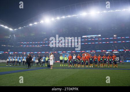 Sydney, Australie. 07 octobre 2023. Cérémonie de bienvenue au pays avant le match de finale de la coupe d'Australie 2023 entre le Sydney FC et le Brisbane Roar FC au stade Allianz le 7 octobre 2023 à Sydney, Australie Credit : IOIO IMAGES/Alamy Live News Banque D'Images