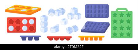 Ensemble de vecteurs de plateaux en plastique glacé Illustration de Vecteur