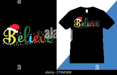 Vecteur de conception de t-shirt joyeux Noël. Utiliser pour T-shirt, tasses, autocollants, cartes, etc Illustration de Vecteur