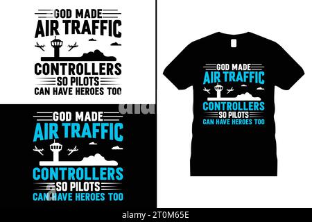 Drôle Typographie Sky Air Traffic T-shirt Design Controller Vector Pilot shirt cadeau pour hommes et femmes Illustration de Vecteur