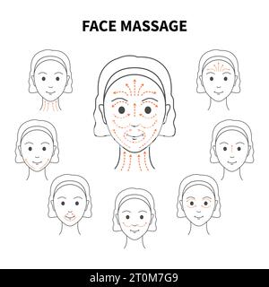 Illustration des lignes de massage sculptant le visage DIY Illustration de Vecteur