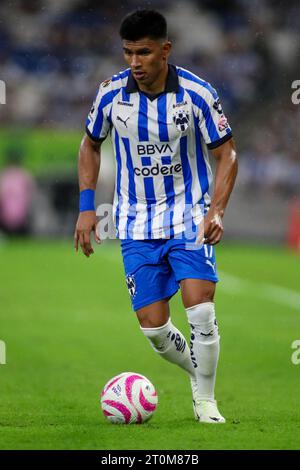 Monterrey, Mexique. 07 octobre 2023. 7 octobre 2023 ; Monterrey, Nuevo León, Mexique, Estádio BBVA ; Liga BBVA MX Round 12 match entre Monterrey Rayados et FC Juarez. #17 Defender Rayados, Jesús Gallardo crédit obligatoire : Toby Tande/PXImages crédit : SIPA USA/Alamy Live News Banque D'Images