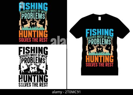 Funny Hunting Tshirt Design Deer Animal Gifts Chemises noires pour hommes femmes Illustration de Vecteur