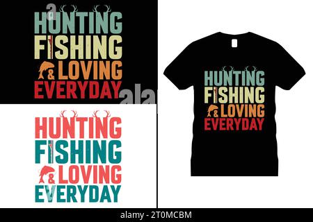 Funny Hunting Tshirt Design Deer Animal Gifts Chemises noires pour hommes femmes Illustration de Vecteur