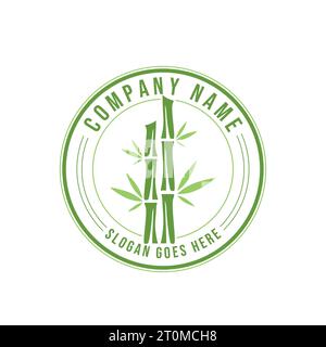 Modèle de logo Bamboo. Conception vectorielle d'arbres en bambou vert. Logotype de tige de bambou Illustration de Vecteur