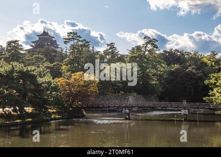 Donjon principal du château de Matsue situé dans la ville de Matsue, Shimane, japon Banque D'Images